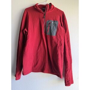 Eddie Bauer Sweater Mens Large First Ascent Fleece 1/4 Zip Pullover Polartec Red